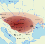 Империя гуннов около 450 н.э. Автор: Slovenski Volk - собственная работа, CC BY-SA 3.0, https://commons.wikimedia.org/w/index.php?curid=17966815